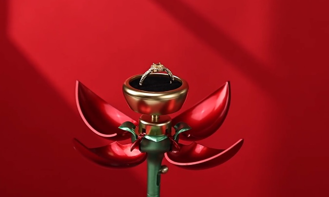 Automatic rose one-flower ring, necklace, jewelry box for girlfriend, friend, festival gift box Specification image