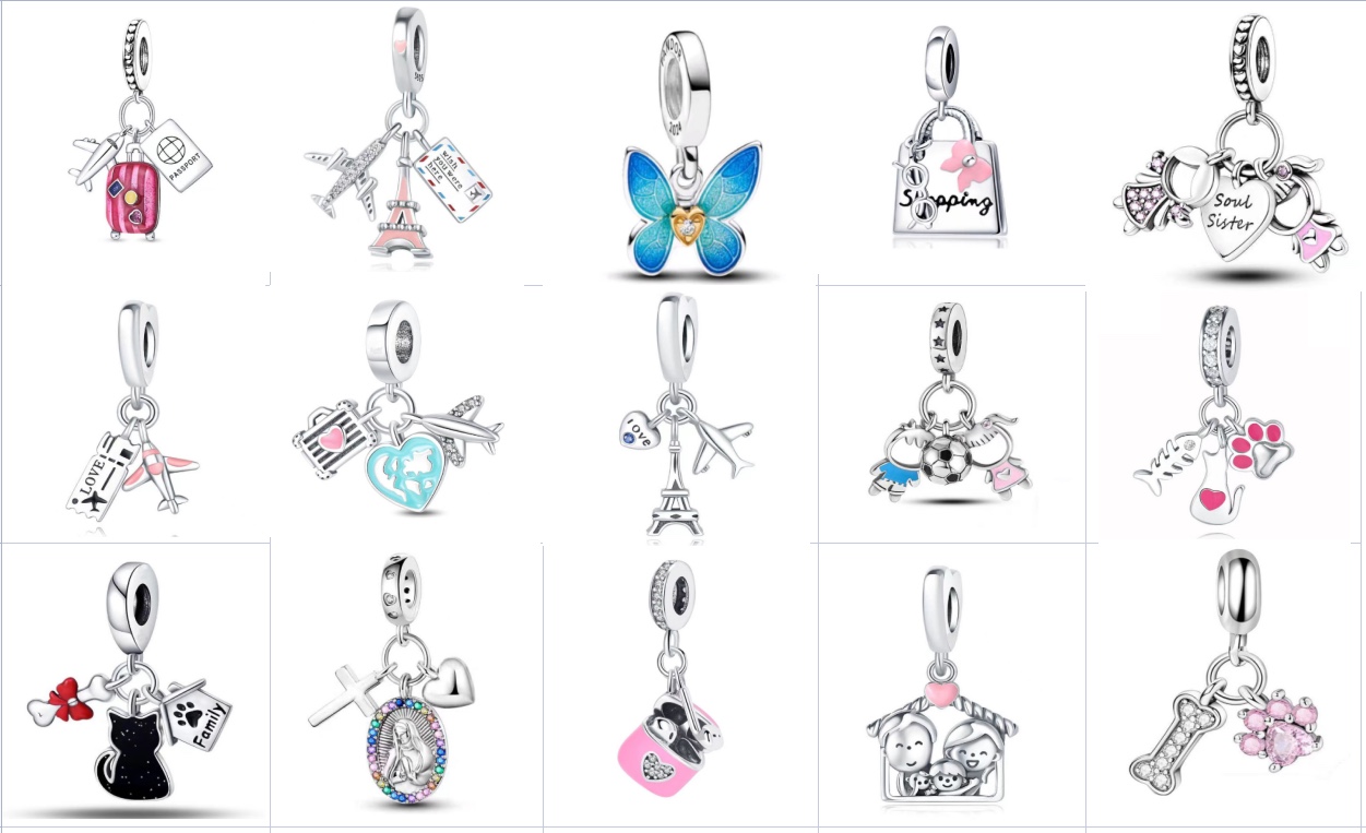 依链新款DIY合金珠子 三件套饰品潘家新款 美丽装饰品 创意材料包diy珠子 手链配件diy珠子钥匙扣配件树脂配件