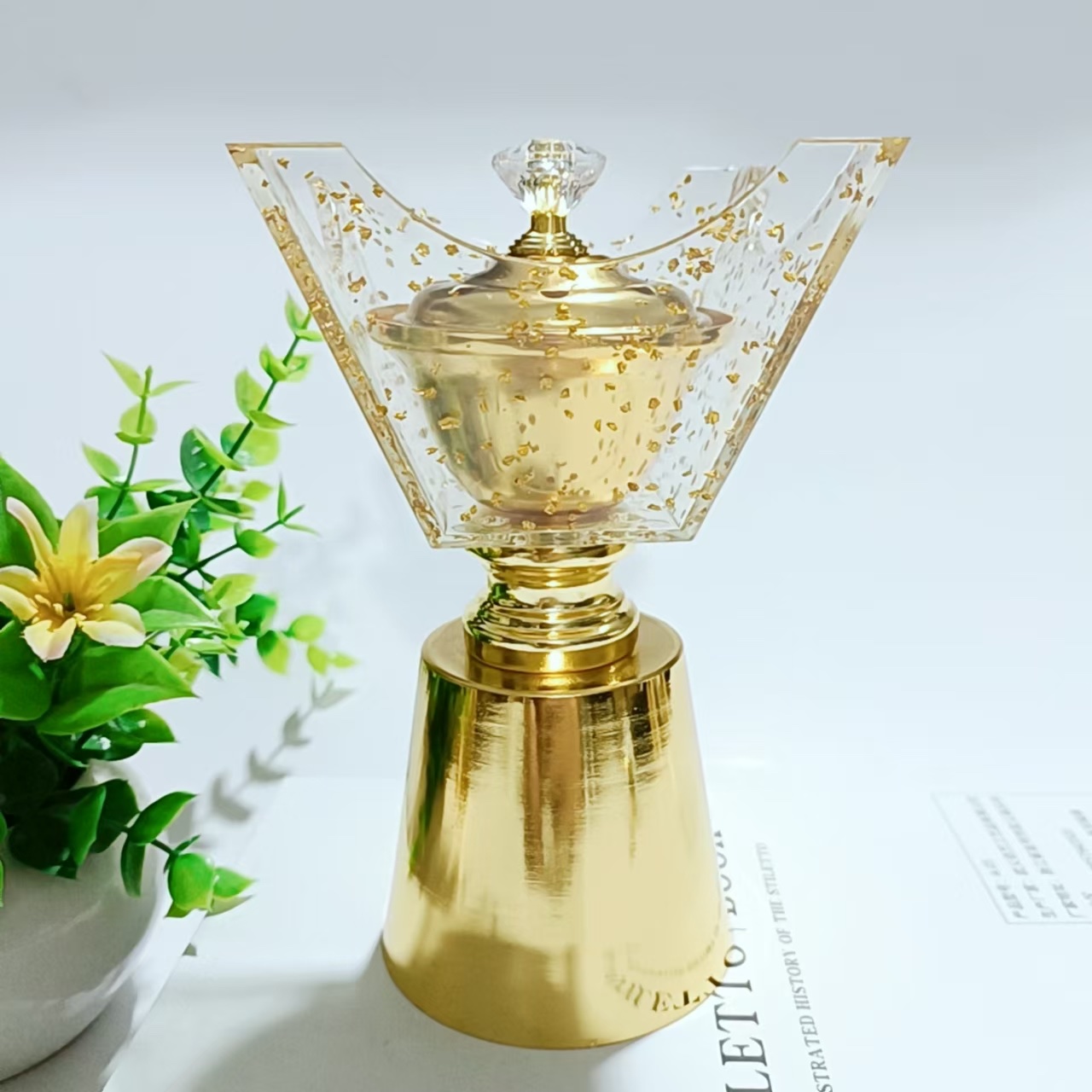 新款亚克力金色磨砂亚克力，塑料香炉，低价亚克力香炉香炉产品图