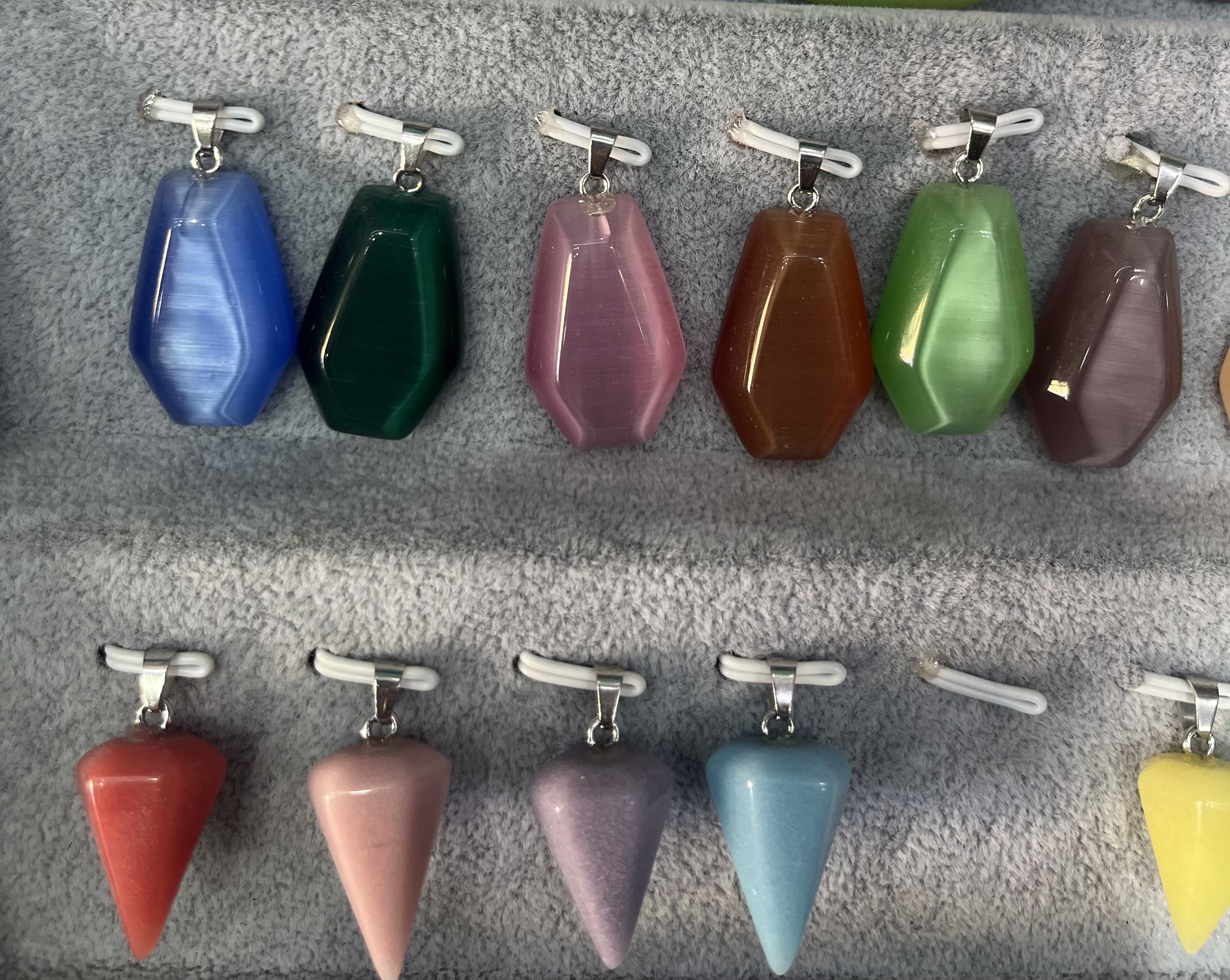 猫眼石吊坠饰品 六边体小棺板高档合金吊坠配件 精致耐用 高贵典雅 饰品配件吊饰产品图