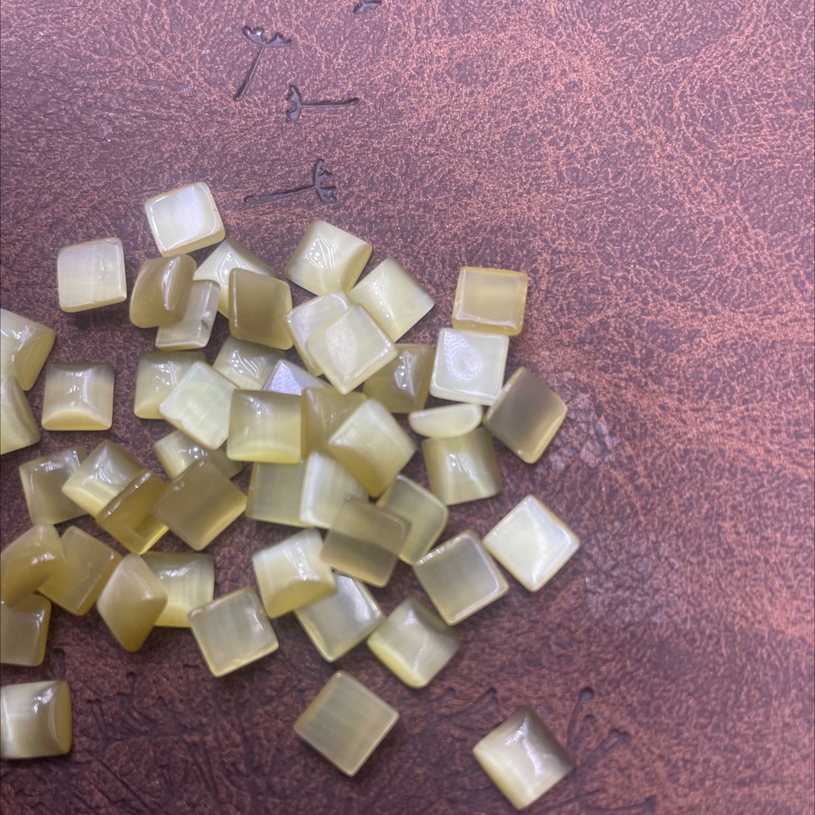 猫眼石介面浅咖色6x6正方形配件珠子产品图