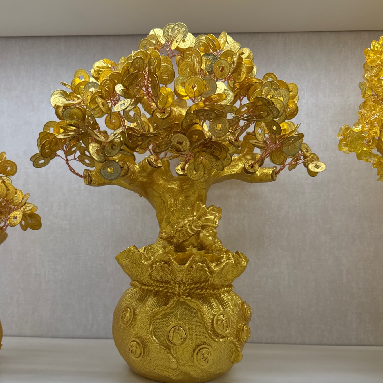 摇钱树摆件家具装饰品 财运聚宝盆 家居风水摆设水晶树