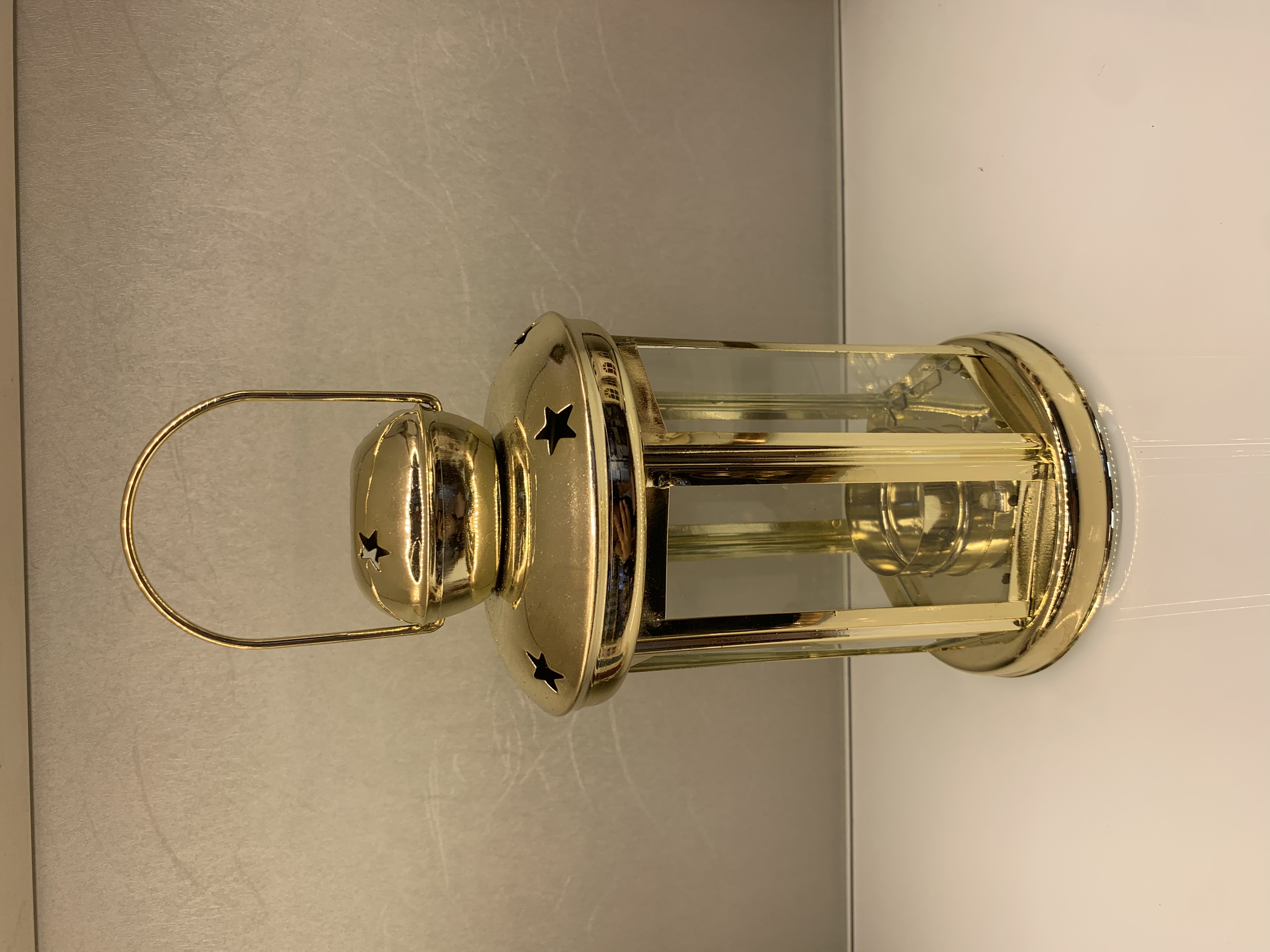 B-32M金色带玻璃电镀烛台风灯斋月系列