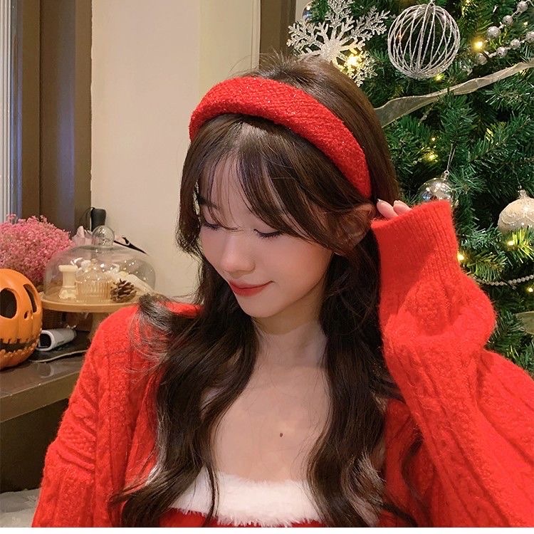 古红色发箍女高颅顶显脸小头箍高级感丝绒气质宽边压详情图3