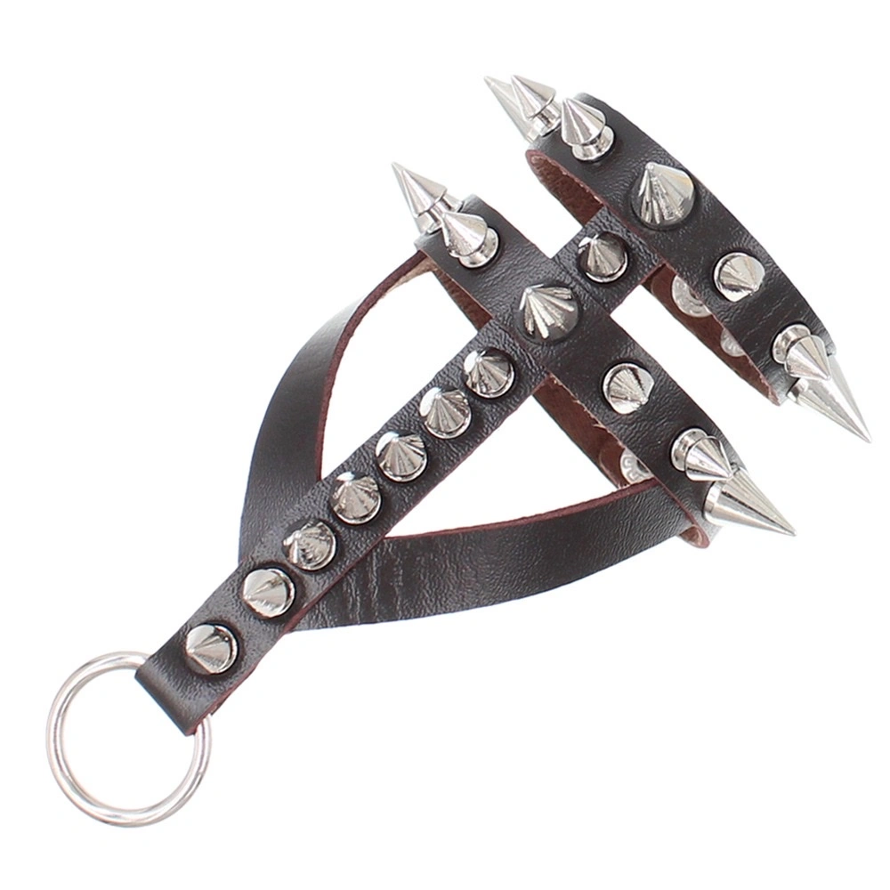 Dark and exaggerated Gothic bracelet, leather alloy pointed rivet bracelet, punk style personalized stainless steel snap bracelet detail image 8