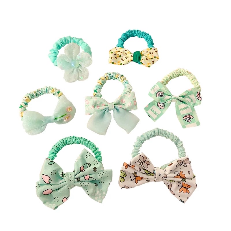 Korean fabric children's hair bands, baby bow hair ties, girl princess hair ties, no damage to hair, small rubber bands Item Picture