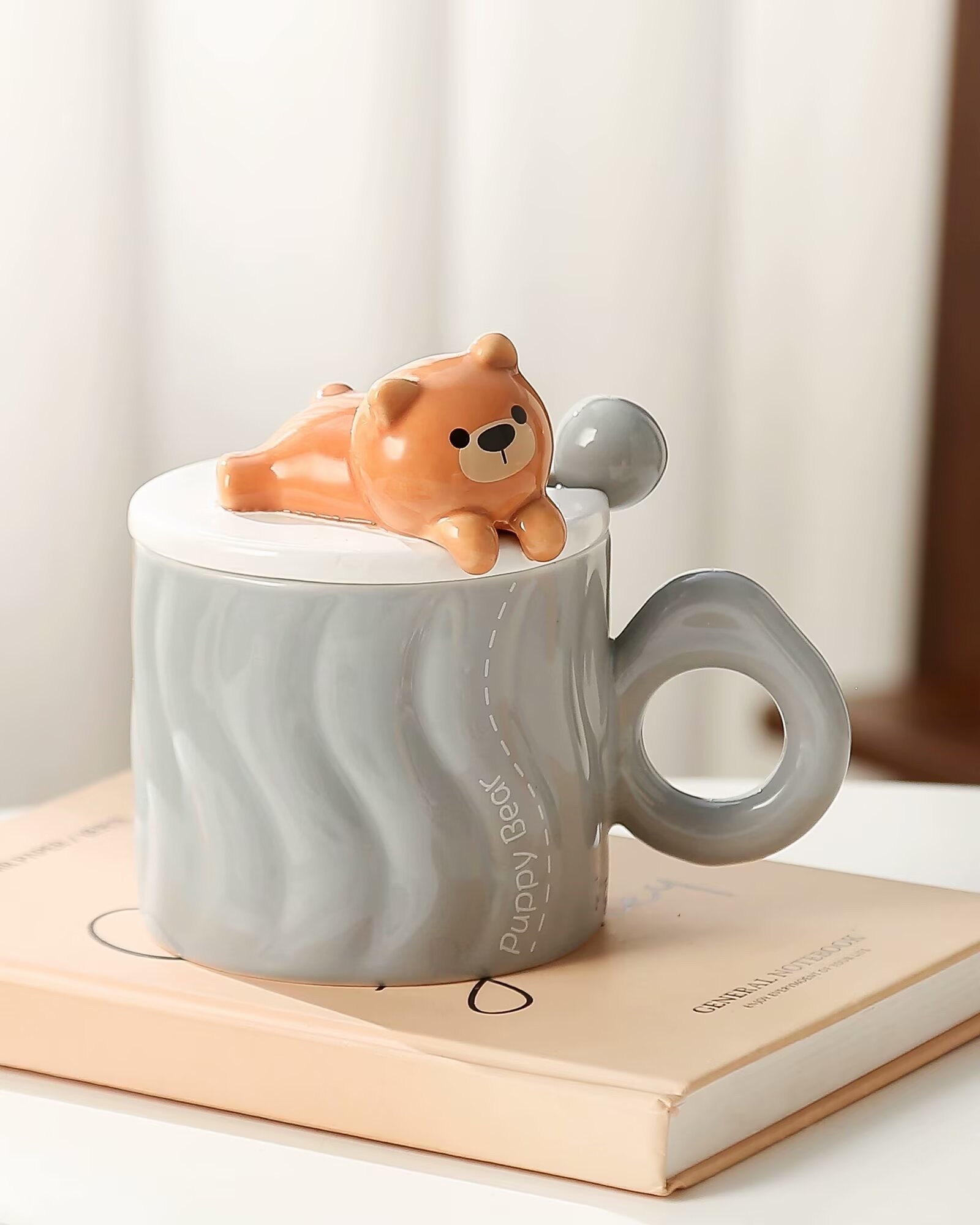 国潮风卡通陶瓷杯，简约复古小熊杯，zakka，热销款式，抖音百万单款式，质量ok款详情图5