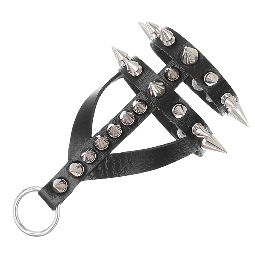 Dark and exaggerated Gothic bracelet, leather alloy pointed rivet bracelet, punk style personalized stainless steel snap bracelet detail image 3