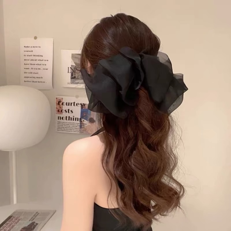 超大蝴蝶结发夹超仙纱纱后脑勺顶夹小众设计感发饰头饰女2024新款产品图