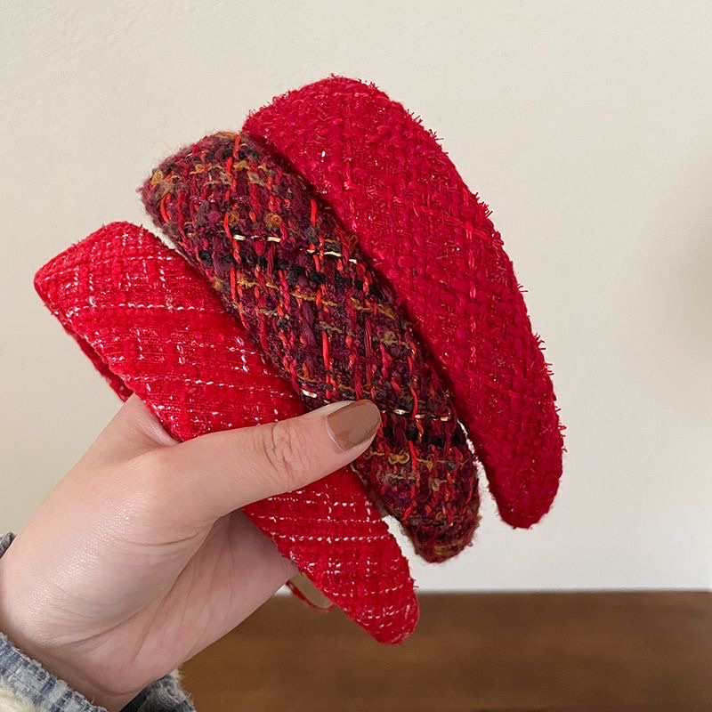 古红色发箍女高颅顶显脸小头箍高级感丝绒气质宽边压详情图1