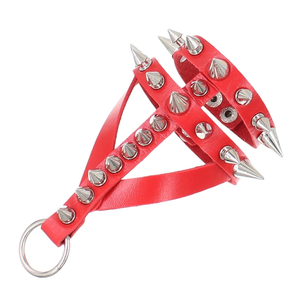 Dark and exaggerated Gothic bracelet, leather alloy pointed rivet bracelet, punk style personalized stainless steel snap bracelet detail image 10