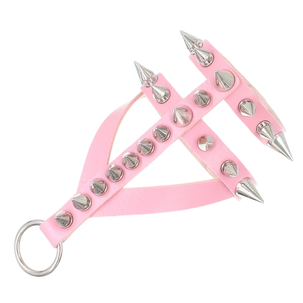 Dark and exaggerated Gothic bracelet, leather alloy pointed rivet bracelet, punk style personalized stainless steel snap bracelet detail image 5