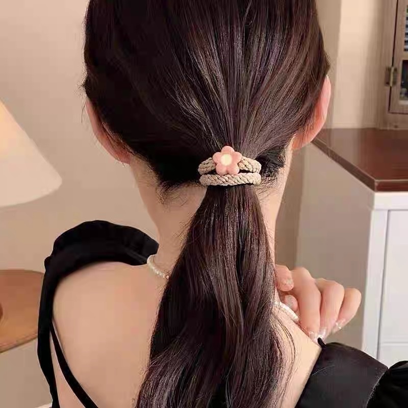 High appearance level flower hair tie, new style hair tie, high elasticity and durable rubber band, women's hair tie, high ponytail hair band, headwear accessory, hair tie, hair band Specification image