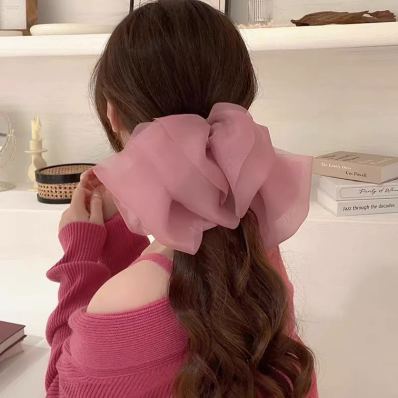 超大蝴蝶结发夹超仙纱纱后脑勺顶夹小众设计感发饰头饰女2024新款