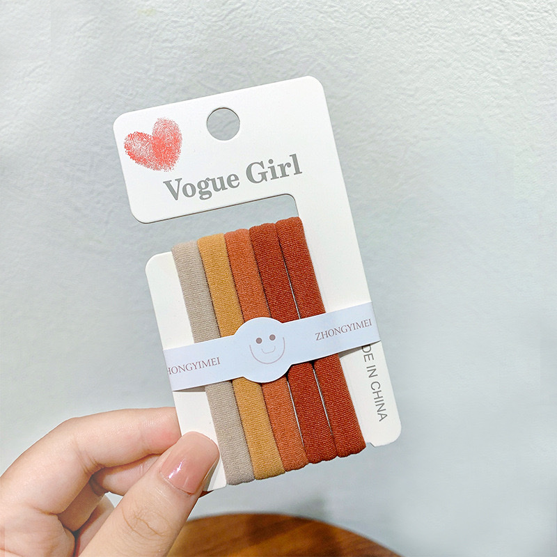 5-piece Korean-style seamless hair band, popular Instagram style hair tie, high elasticity and durability, simple and elegant basic rubber band Specification image