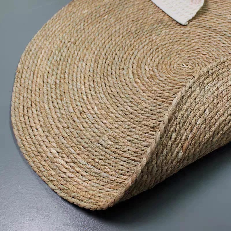 日式藤编垫子圆形地垫卧室拍照道具榻榻米客厅垫子