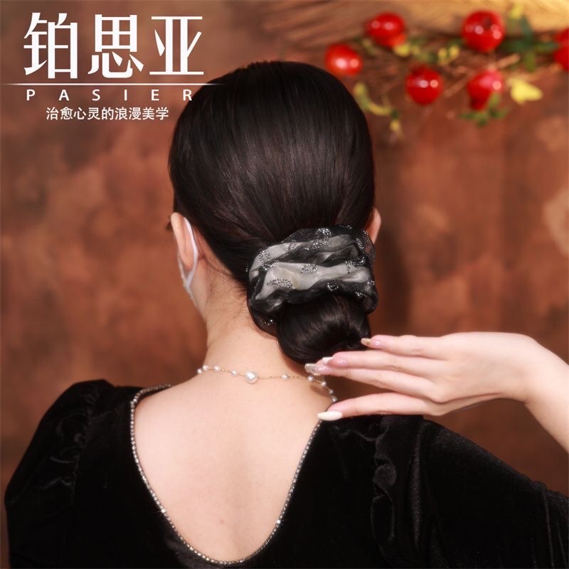 Bosiya retro letter Large Intestine Hair Band for Women 2024 New style fashionable hair tie Fluffy organza leather band hair accessory, hair band, hair tie large Intestine hair band autumn and winter hair band detail image 6