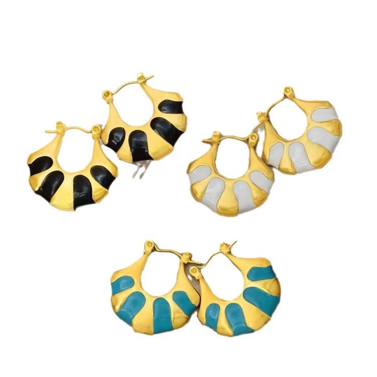 　跨境欧美热销款不锈钢简约风滴油油压耳环   厂家直销白底实物图