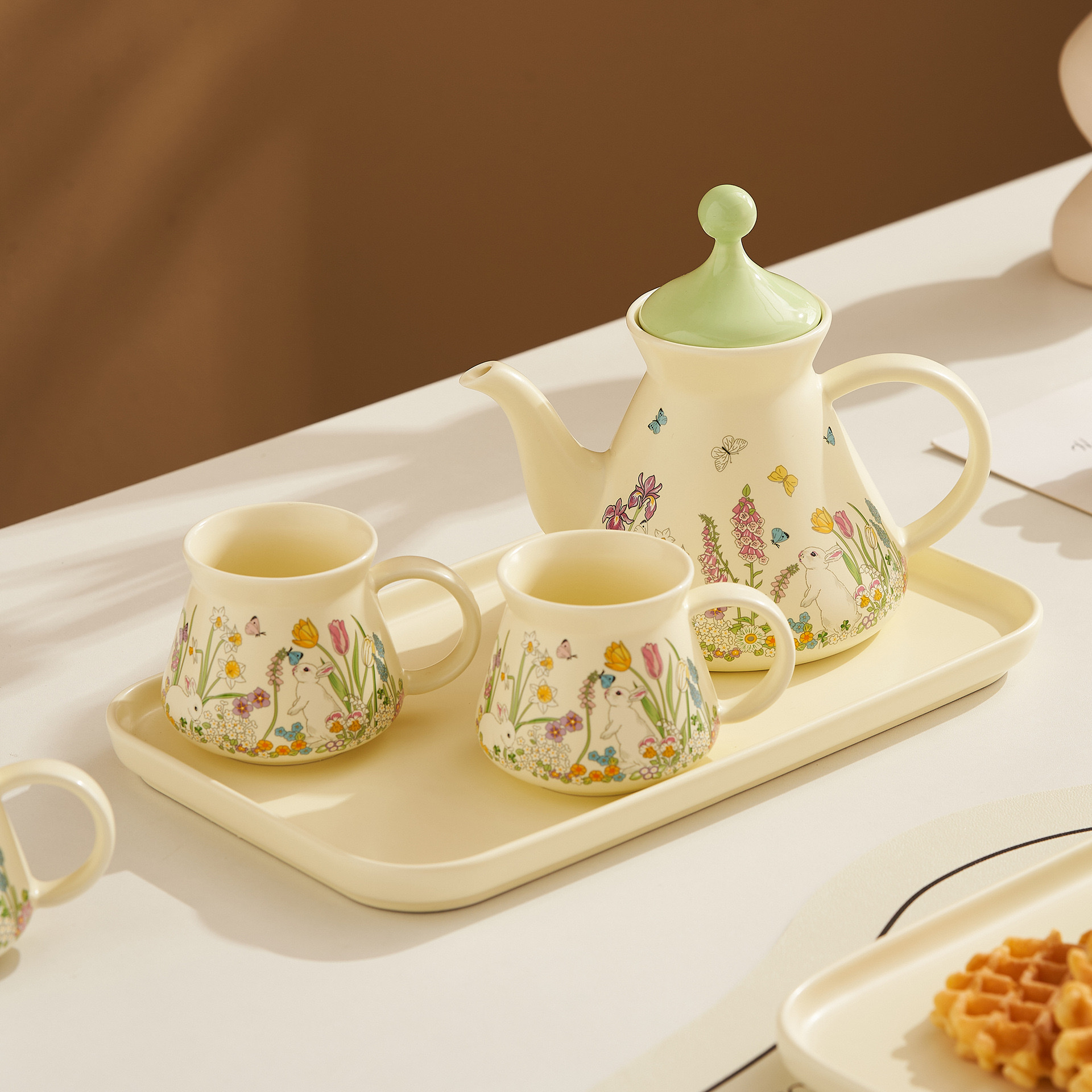 青瓷茶具套装 精致煮杯 茶具一体式 茶艺茶器 简约现代风格产品图