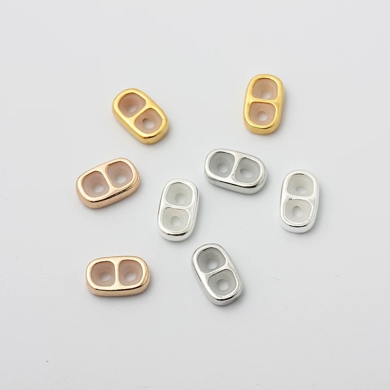 Bricolaje accesorios cobre chapado en oro plateado doble agujero silicona telescópica 8 palabras pig nose hebilla cadena ajustable hebilla Item Picture
