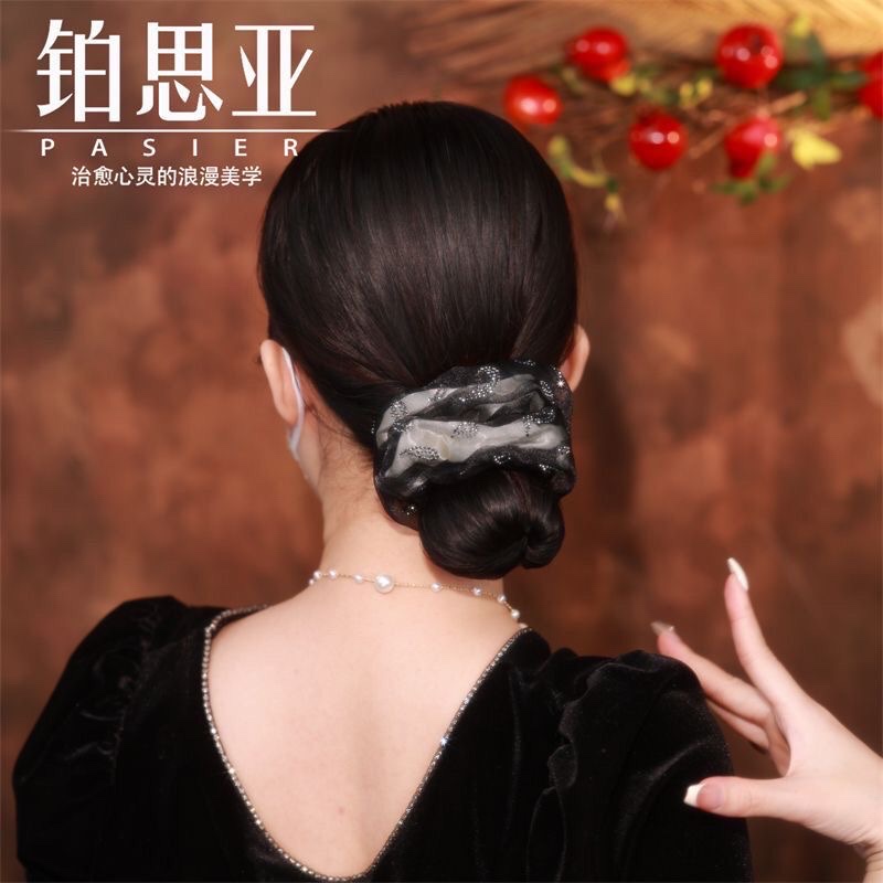 Bosiya retro letter Large Intestine Hair Band for Women 2024 New style fashionable hair tie Fluffy organza leather band hair accessory, hair band, hair tie large Intestine hair band autumn and winter hair band detail image 9