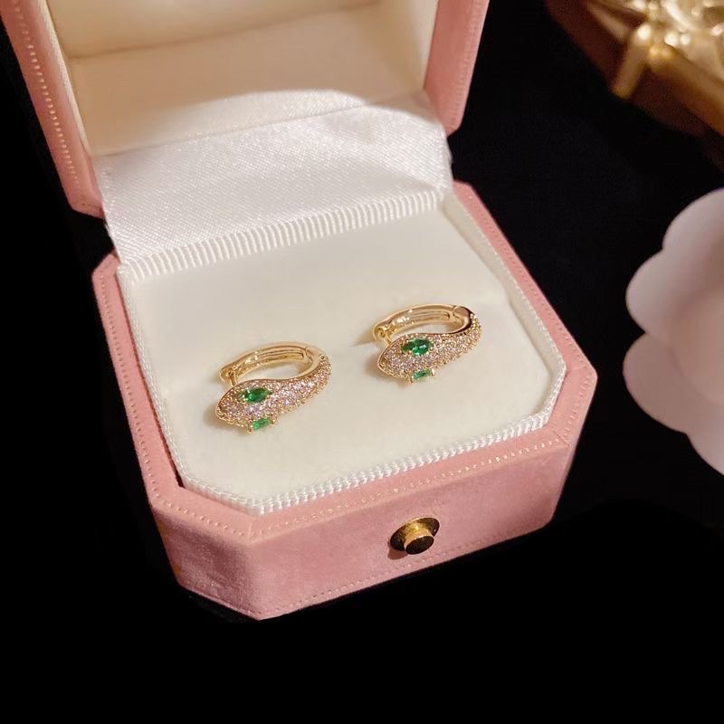 2023欧美轻奢情人节搞锆石蛇耳钉耳环耳饰细节图