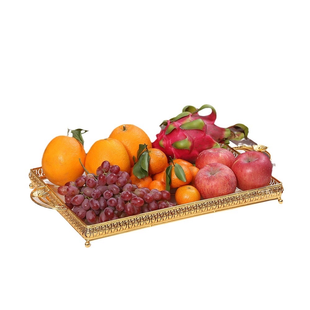 European-style furniture storage trays, cross-border creative and fashionable candy trays, iron light luxury multi-functional retro fruit trays, handicraft ornaments Item Picture