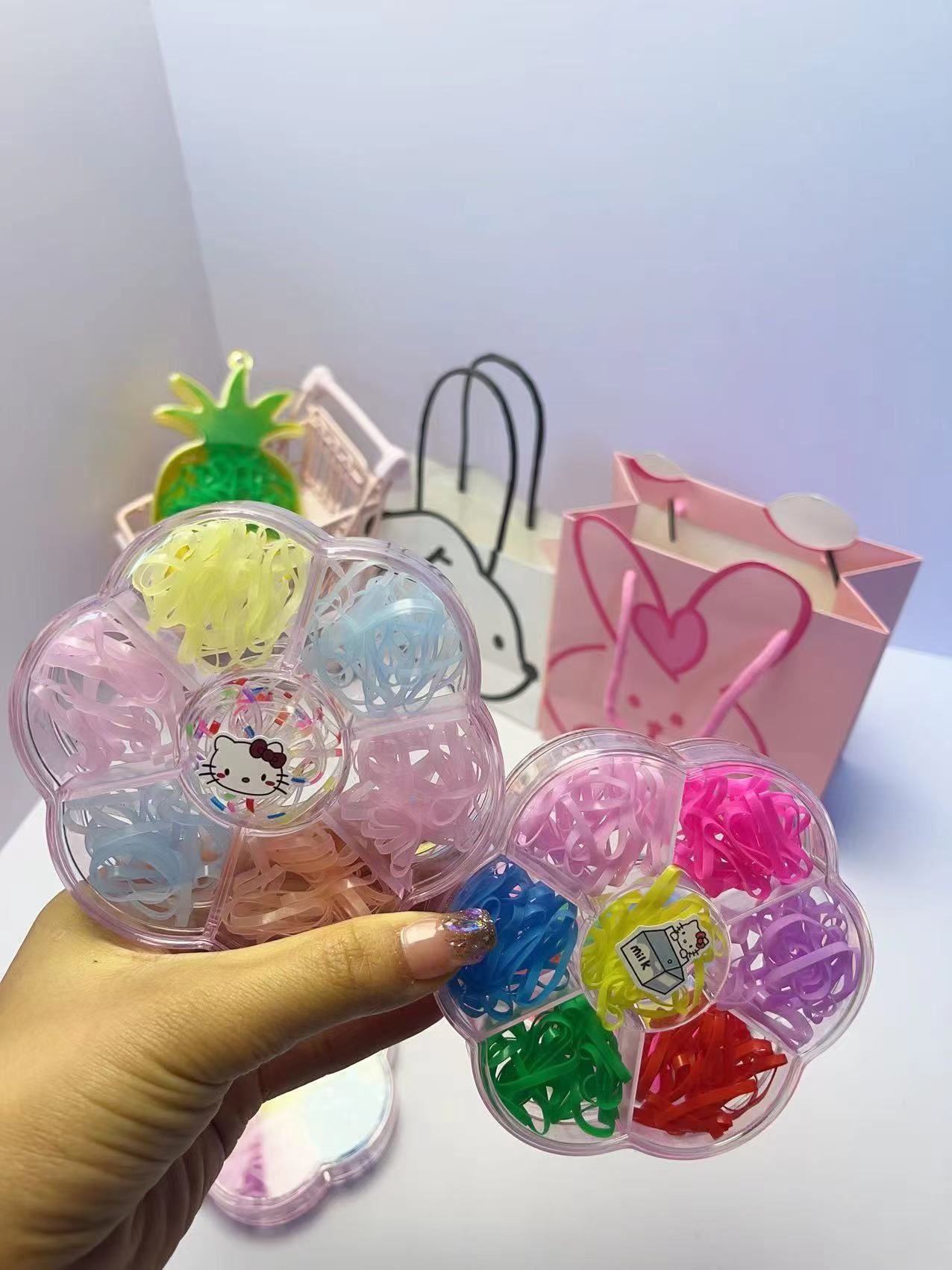 Children's special safety rubber band, no damage to hair quality, long-lasting elasticity, multi-color leather band hair accessory available, rubber band set details Picture