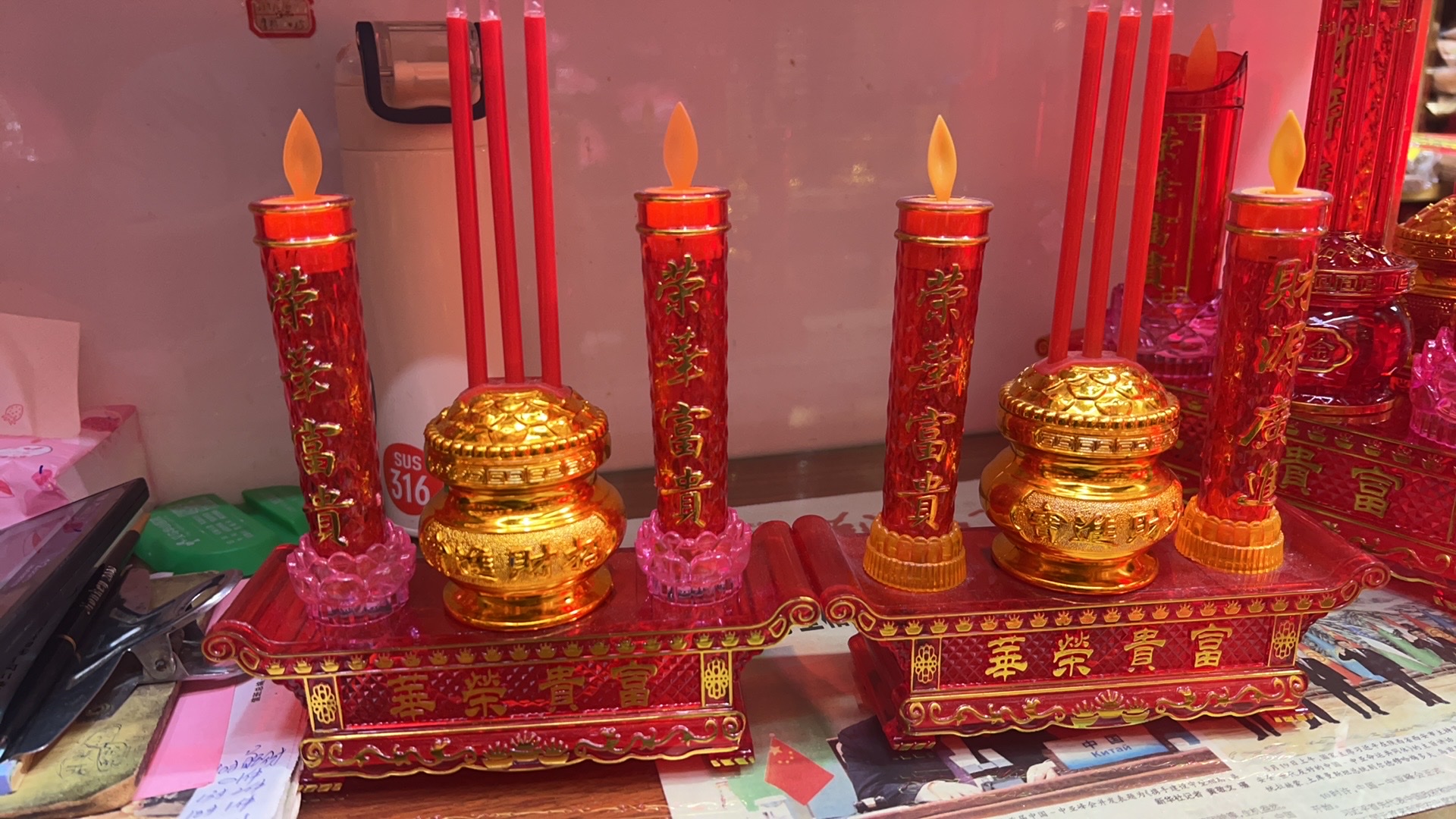 大号莲花富贵炉摇摆火LED水晶亚克力电子香炉摇摆灯富贵灯插电电池双用财神观音家用灯电子蜡烛详情图4