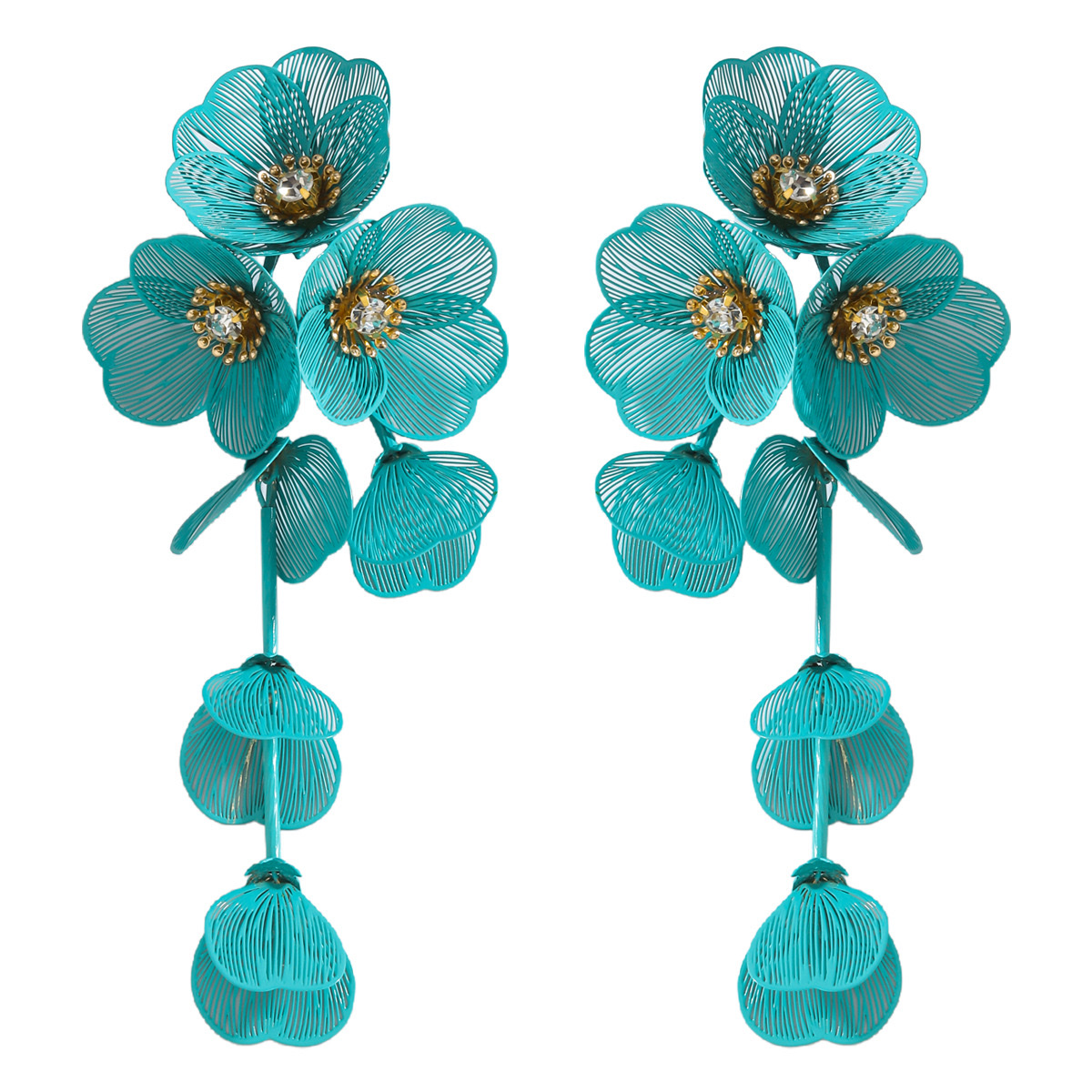 锆石花朵花瓣流苏耳钉小清新甜美个性耳环小众度假风耳饰批发 详情图7