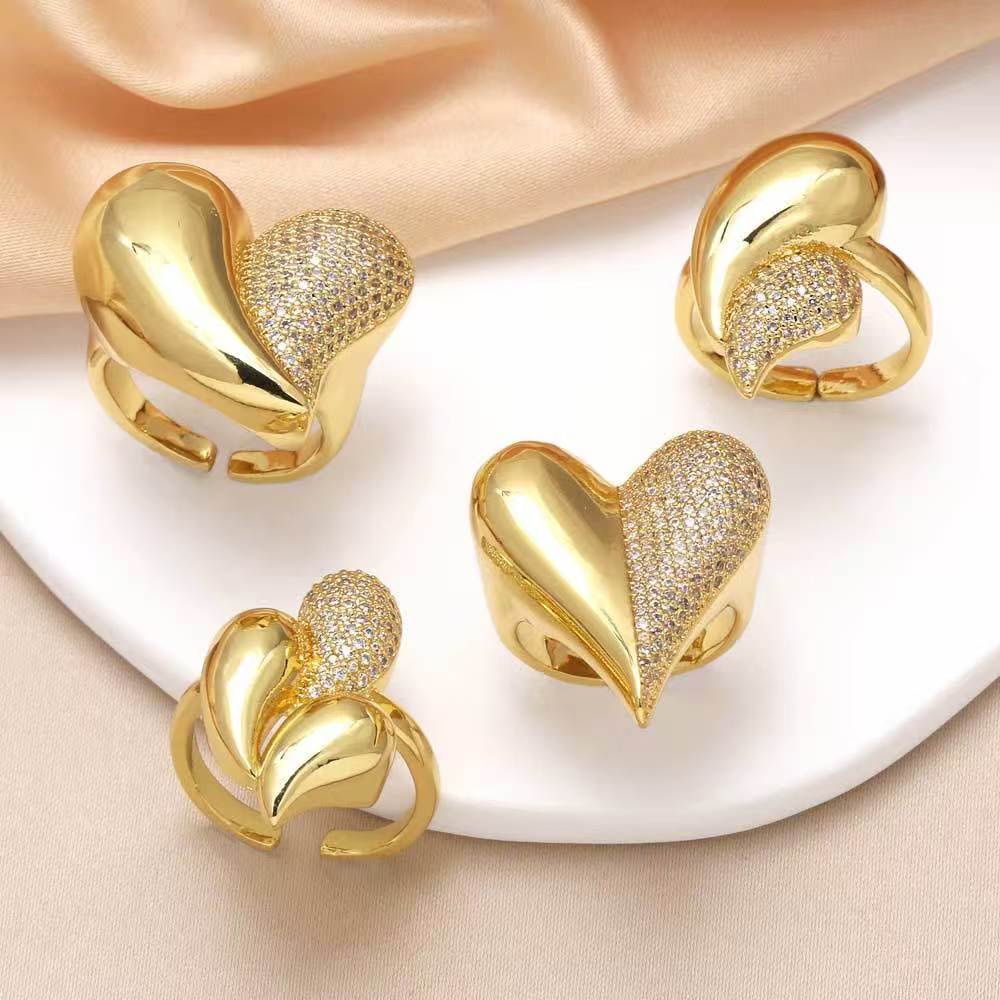 欧美简约新款爱心锆石戒指手镯耳钉套装情人节套装水晶锆石套链锆石套链详情图9