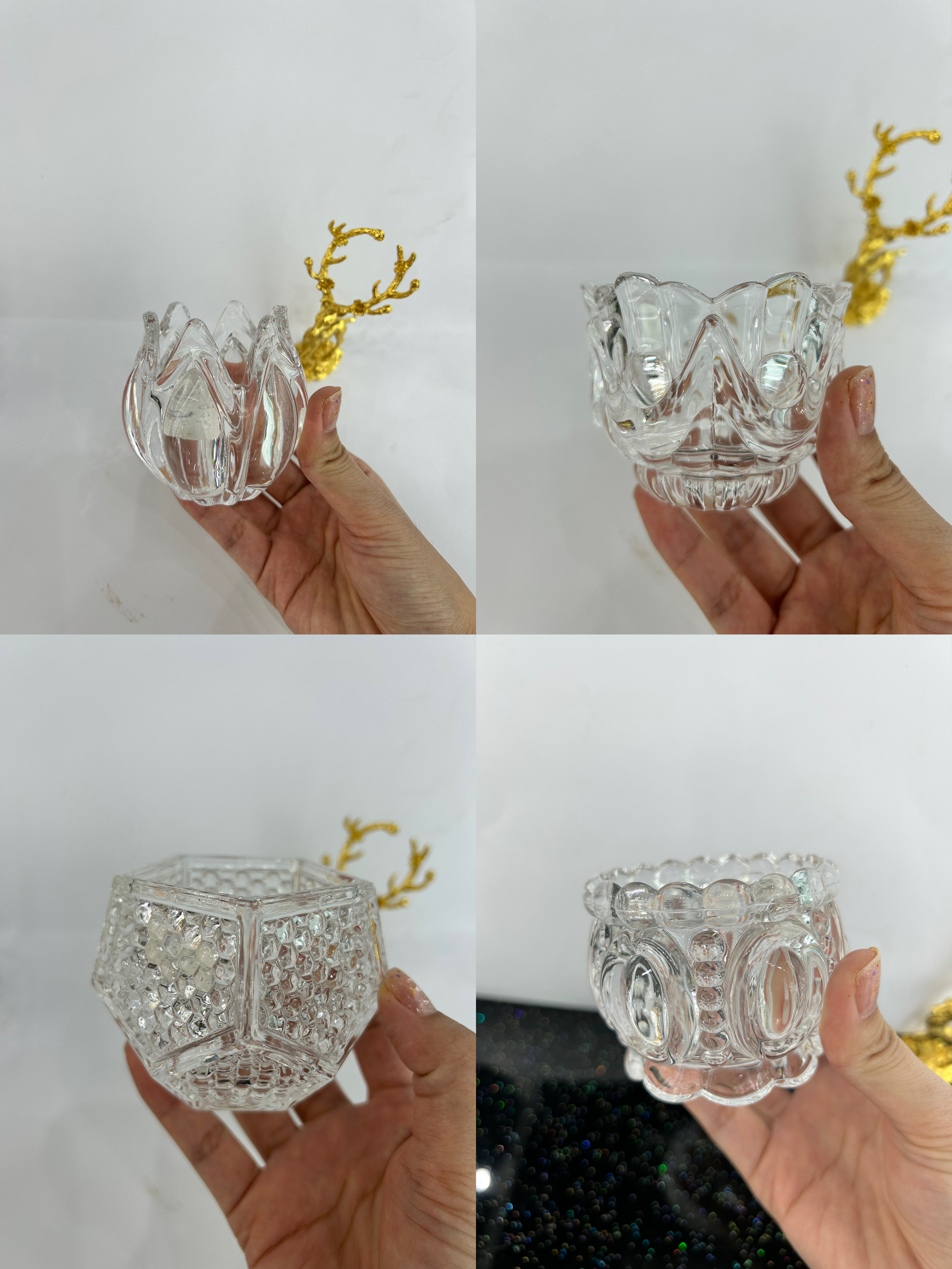 琉璃烛台 精致玻璃工艺品 独特设计 玻璃烟灰缸实用装饰品 美观实用一体香薰蜡烛杯详情图3