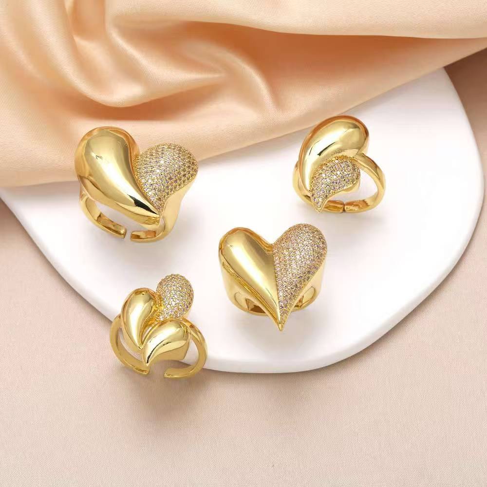 欧美简约新款爱心锆石戒指手镯耳钉套装情人节套装水晶锆石套链锆石套链详情图10