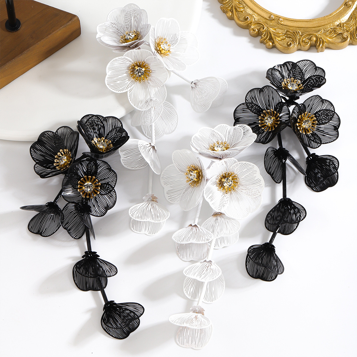 锆石花朵花瓣流苏耳钉小清新甜美个性耳环小众度假风耳饰批发 详情图4