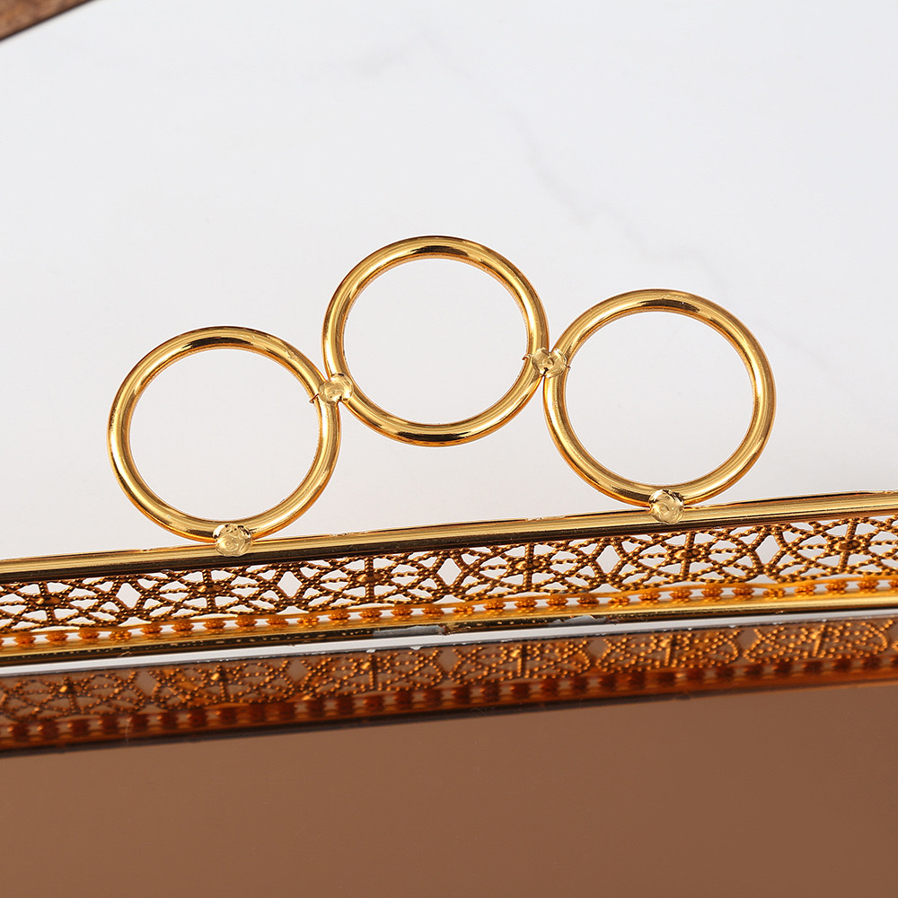European-style internet-famous fruit platter, metal ironwork mirror tray, rectangular hollowed-out tea tray, fruit platter, wholesale handicraft ornaments, handicraft ornaments detail image 3