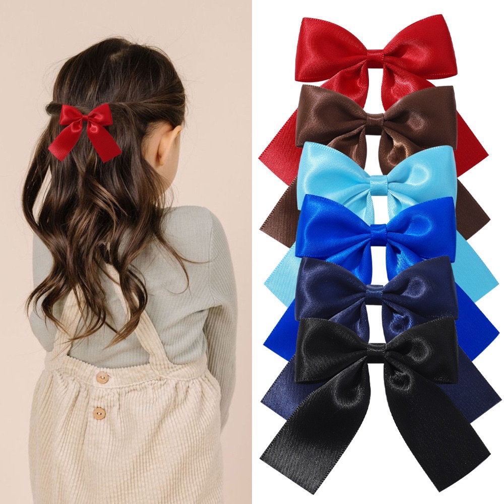 Amazon candy-colored girl's bow ribbon, Maillard hairpin, hair accessory, cute princess daily hairpin