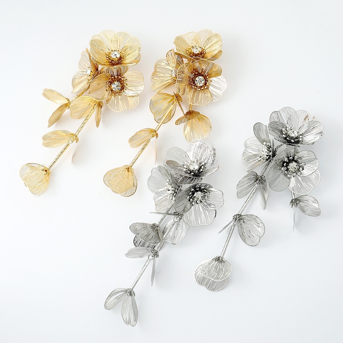 锆石花朵花瓣流苏耳钉小清新甜美个性耳环小众度假风耳饰批发 详情图2