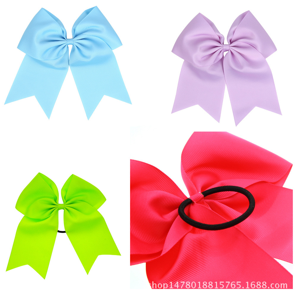 European and American 8-inch large bow rubber band hair tie, hair rope, threaded webbing large swallower tail headwear detail image 3