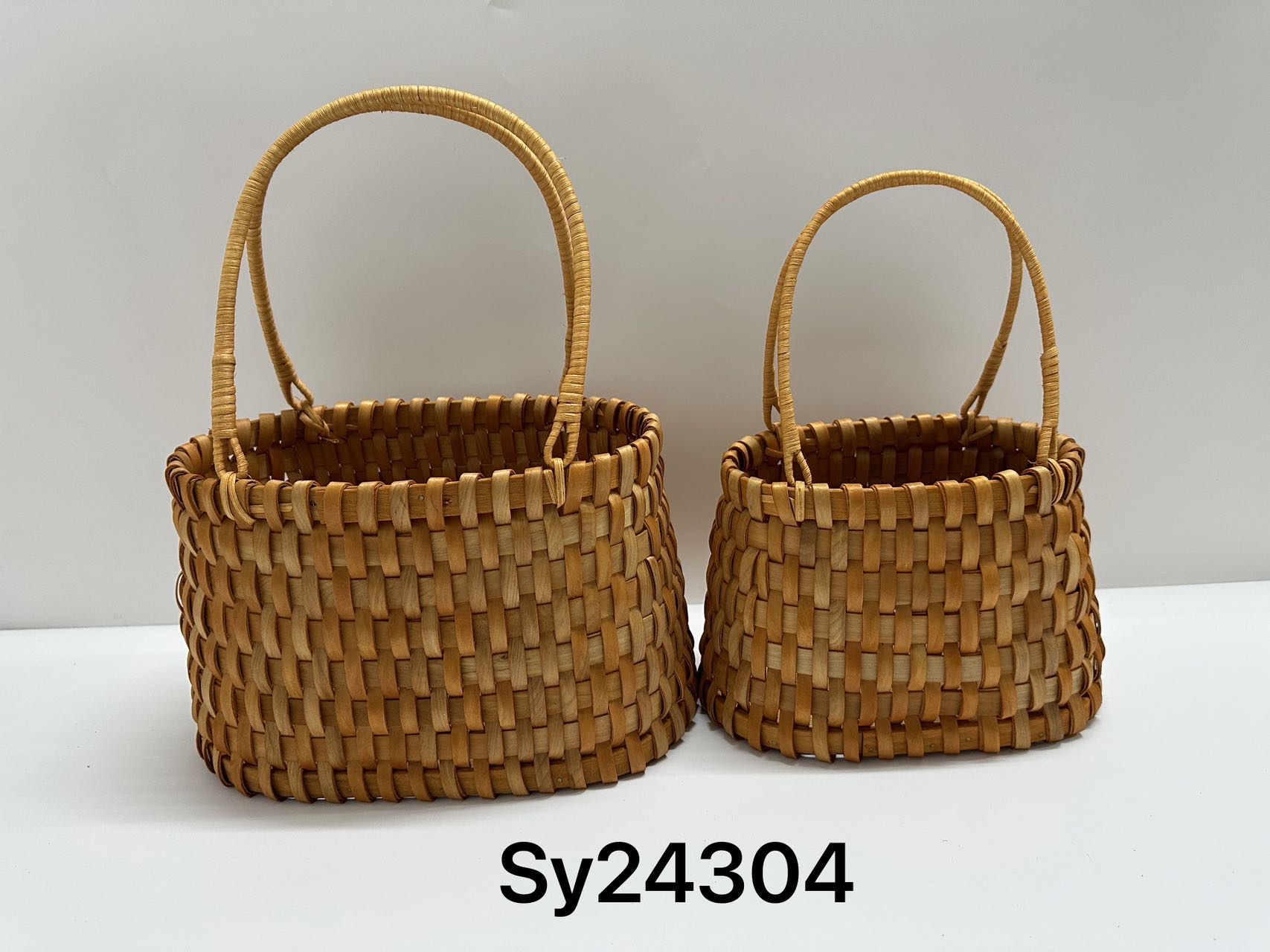 Bamboo woven flower basket set, high-end artificial and simulated flower decoration, indoor living room decoration, artistic and tasteful life