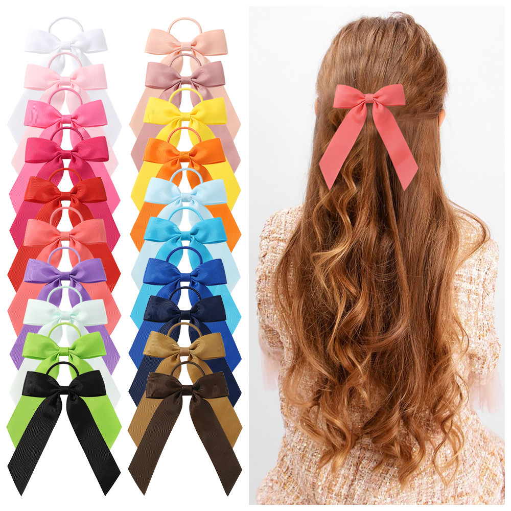New cross-border girls' ribbon, bow, ribbon, solid color hair band, popular hair accessories for European and American children in spring and summer