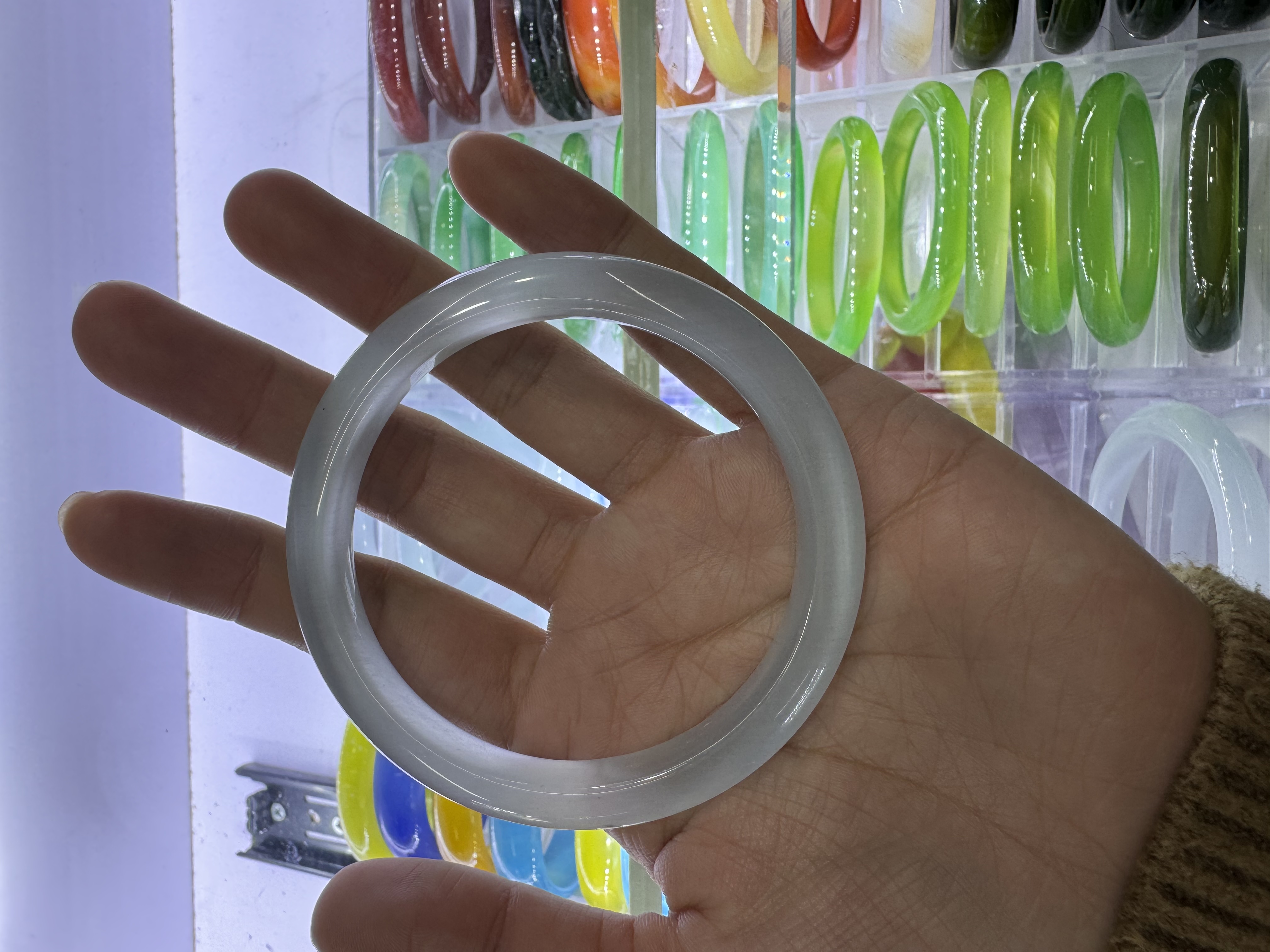 3a高品质白月光冰种琉璃猫眼石手镯女冰冰蓝国风玉髓新中式高级感细节图