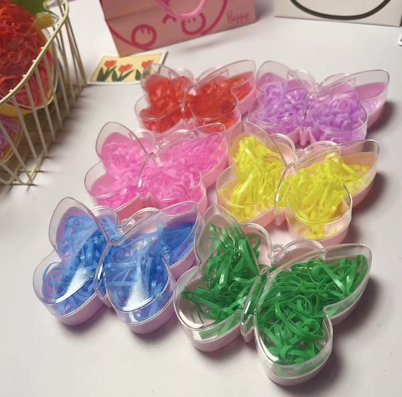 Colorful rubber children's hair binding products, rubber bands, rubber rings, headwear and hair accessories, stretchable and durable, no hair damage, rubber bands detail image 1