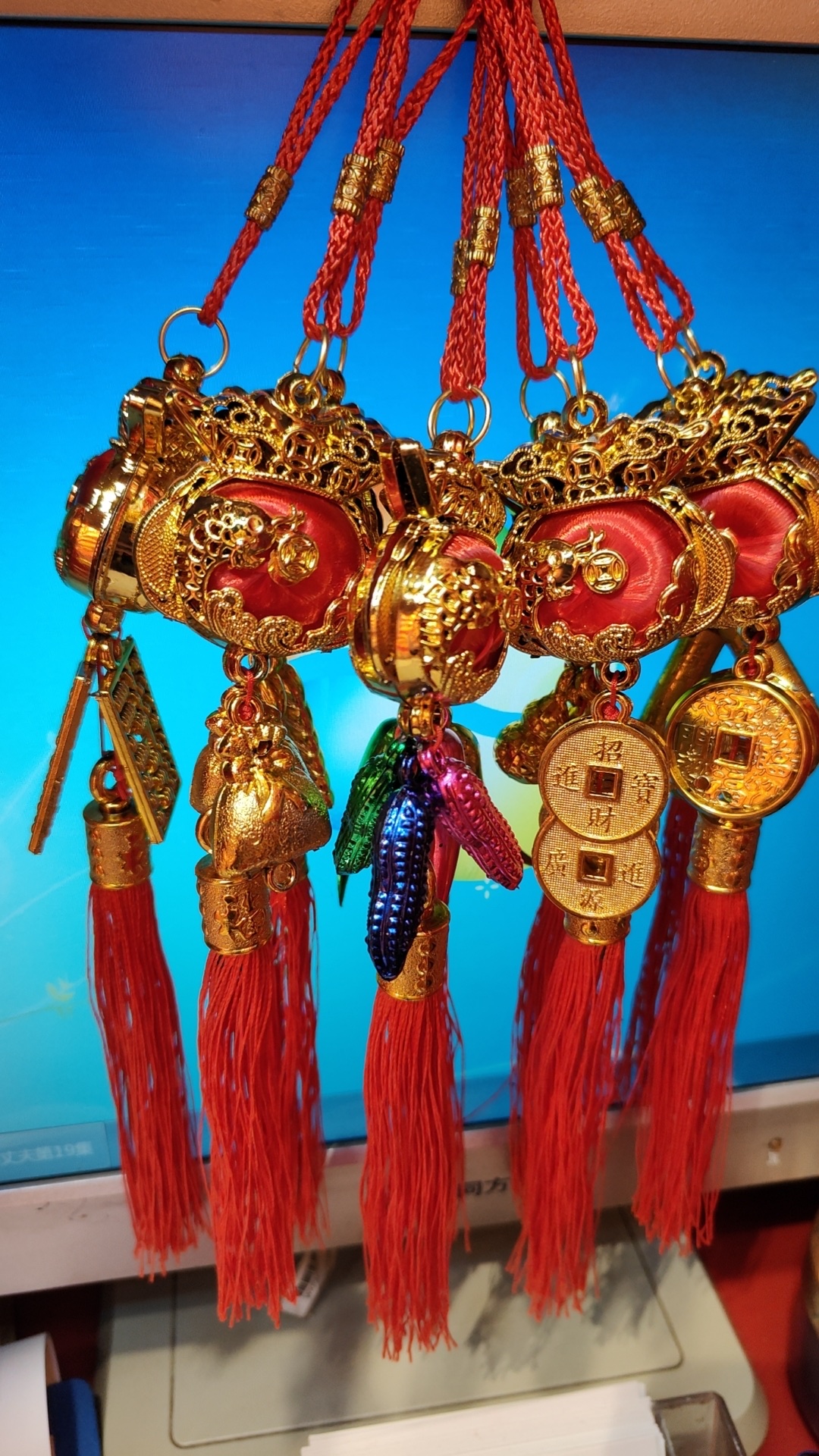 鑫祥喜庆工艺小钱袋几款盆栽车载过年节庆喜庆挂件玄关