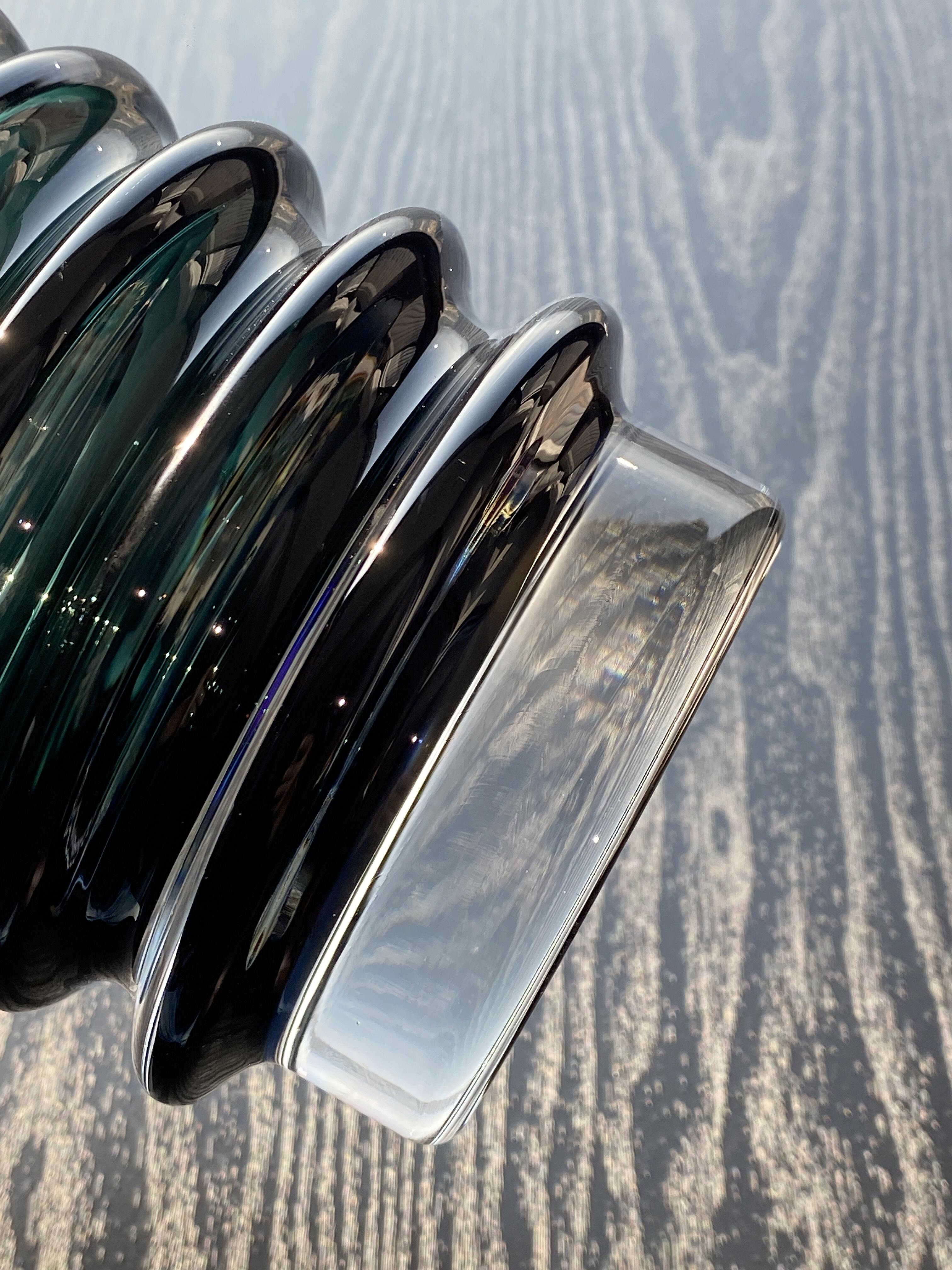 HJM-丹麦设计师款琉璃厚重墨绿色玻璃花瓶客厅家具茶几书桌插花水培装饰摆件花瓶批发细节图