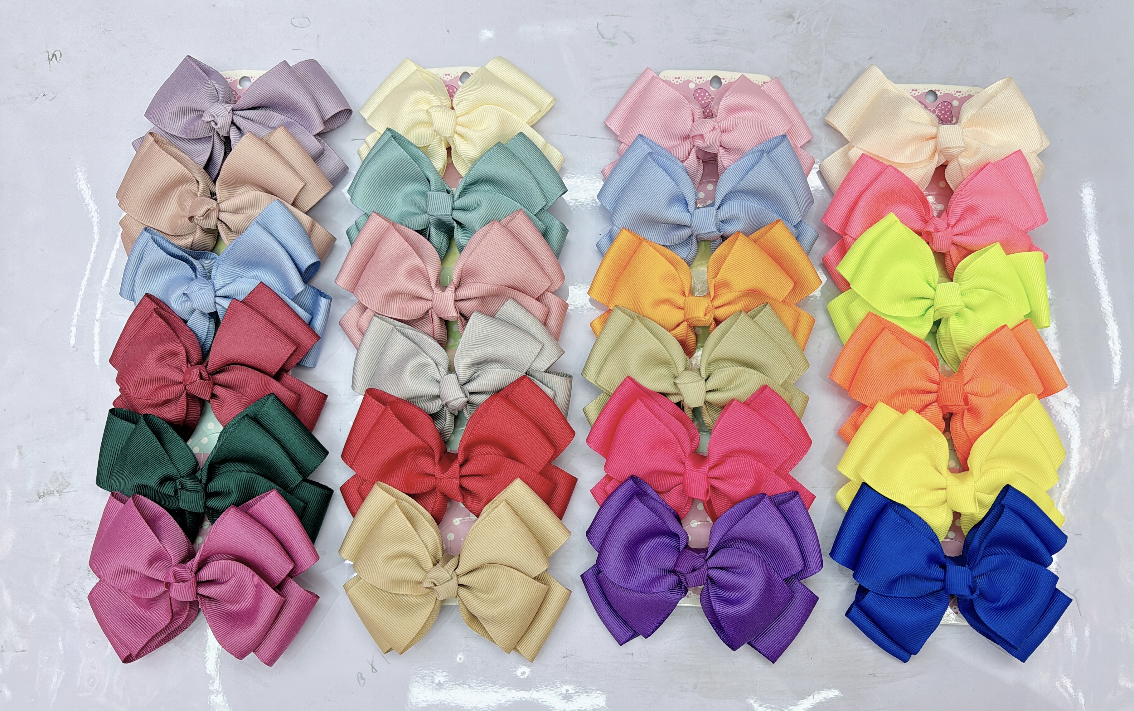 2024年儿童双色拼搭蝴蝶结十1.0宽头扣套布发夹，儿童夏季可爱细节图