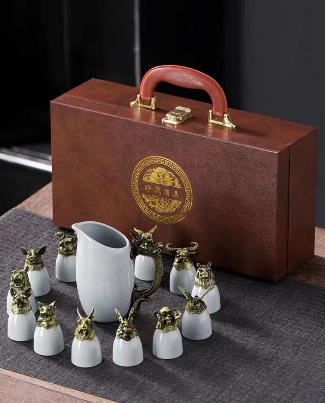 青瓷陶瓷茶具套装 精致煮杯 茶具一体式家用茶艺配件 惬意品茶生活必备陶瓷茶具青瓷茶具套装十二生肖茶具套装陶瓷茶具白底实物图