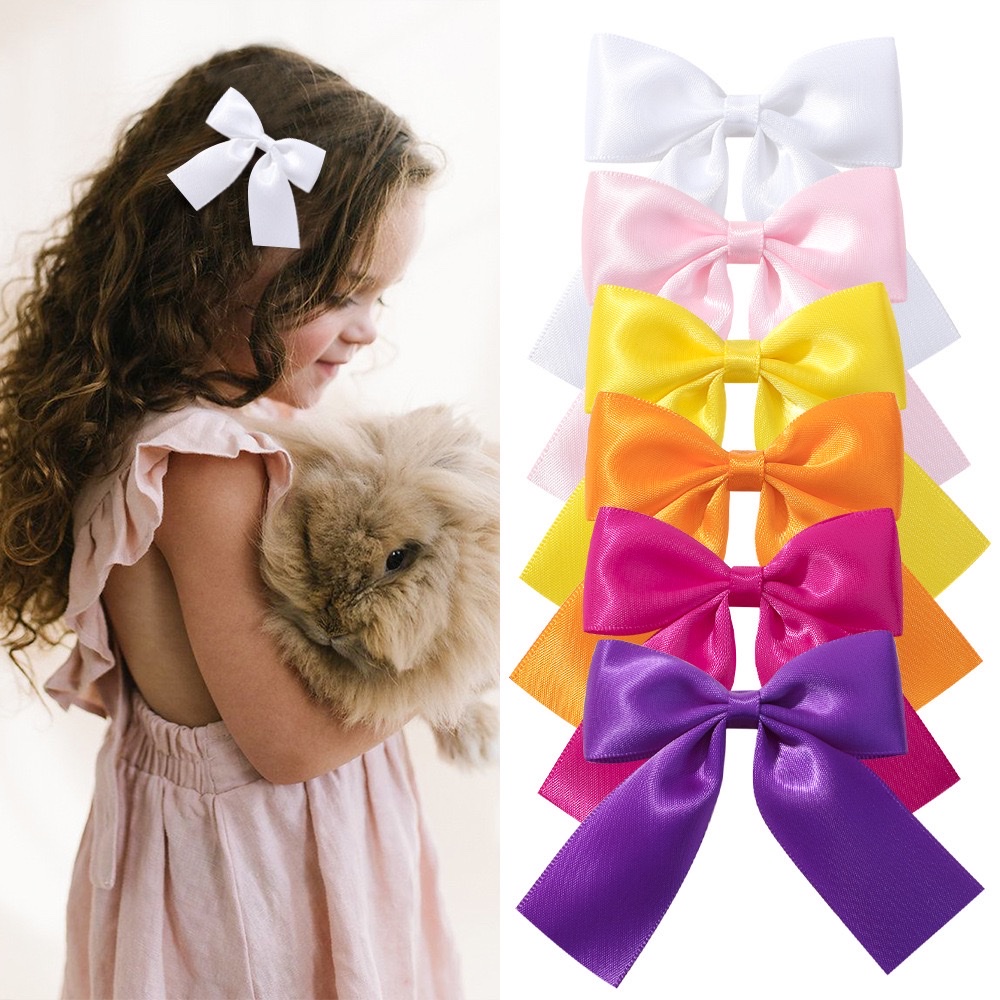 Amazon candy-colored girl's bow ribbon, Maillard hairpin, hair accessory, cute princess daily hairpin details Picture