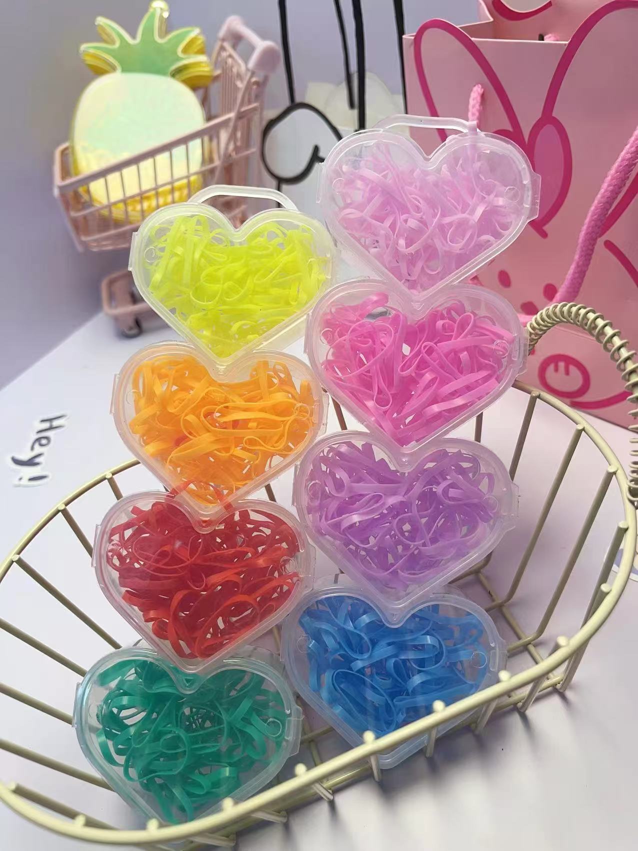 Children's safety rubber products, multi-color rubber band and rubber ring sets, play hair accessories, dual-purpose, non-damaging to hair quality rubber band and rubber ring, children's rubber band Item Picture