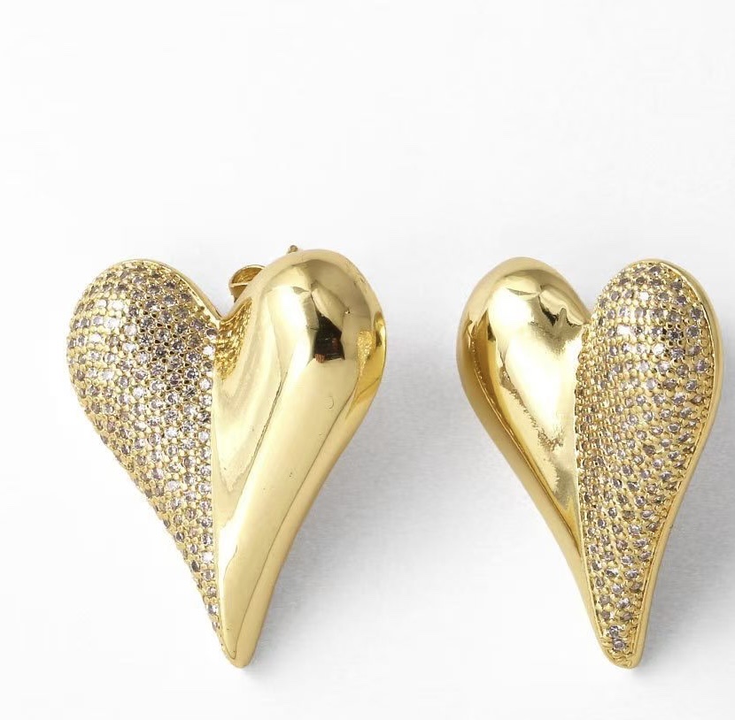 欧美简约新款爱心锆石戒指手镯耳钉套装情人节套装水晶锆石套链锆石套链白底实物图