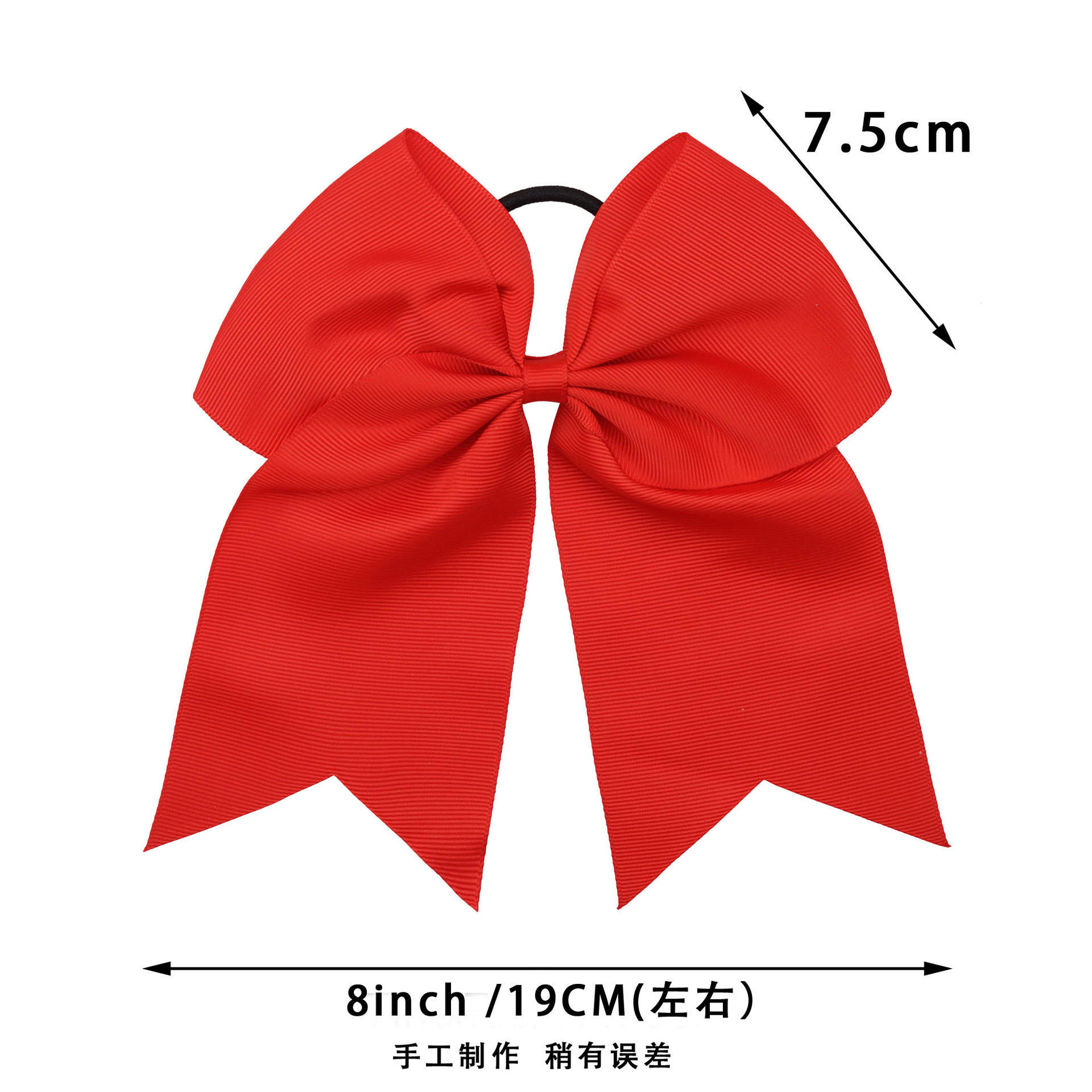 European and American 8-inch large bow rubber band hair tie, hair rope, threaded webbing large swallower tail headwear detail image 2